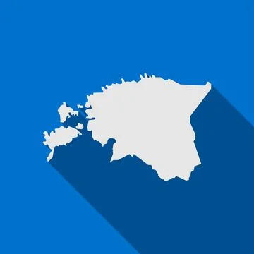 Map of Estonia on Blue Background with long shadow Stock Illustration
