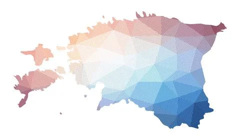 Map of Estonia. Low poly illustration of the country. Geometric design with.. Stock Photos