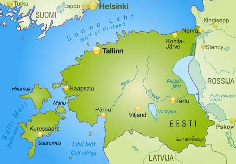 Map of estonia as an overview map in green Stock Illustration