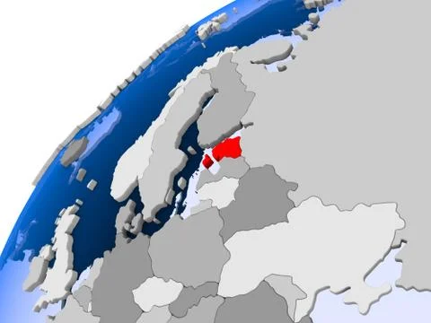 Map of Estonia in red Illustrazione stock