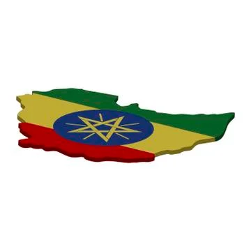 Map of Ethiopia - 3D flag Stock Illustration