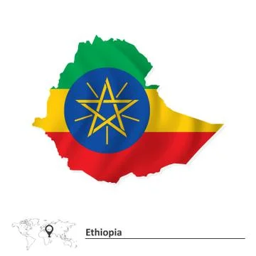 Map of Ethiopia with flag Stock Illustration