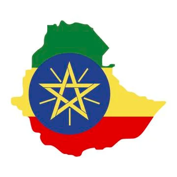 Map of Ethiopia - flag Stock Illustration