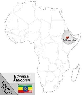Map of ethiopia with main cities in gray Stock Illustration