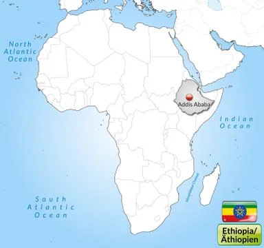 Map of ethiopia with main cities in gray Stock Illustration