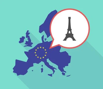 Map of the EU map with   the Eiffel tower Stockillustratie