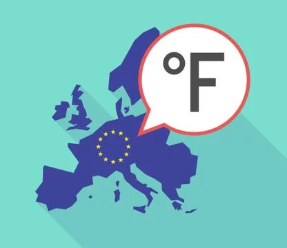 Map of the EU map with  a farenheith degrees sign Ilustración de archivo