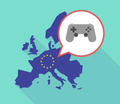 Map of the EU map with  a game pad Ilustración de archivo
