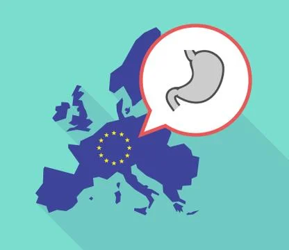 Map of the EU map with  a healthy human stomach icon Stock-Illustration