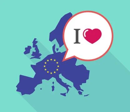 Map of the EU map with  an " I like" glyph Ilustración de archivo
