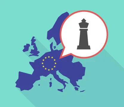 Map of the EU map with a  king   chess figure Ilustración de archivo