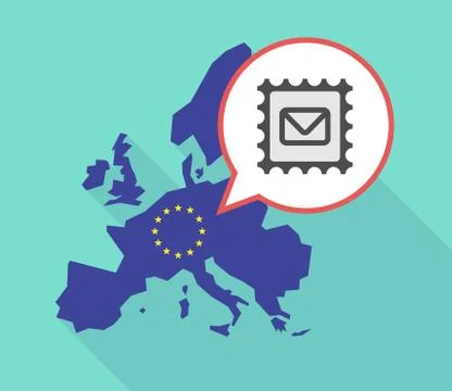 Map of the EU map with  a mail stamp sign Illustrazione stock