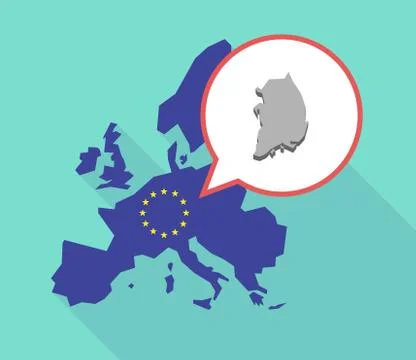 Map of the EU map with  the map of South Korea Ilustración de archivo