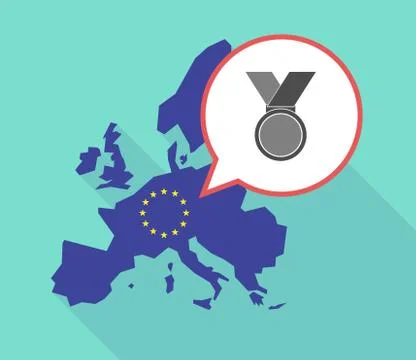 Map of the EU map with  a medal Ilustración de archivo