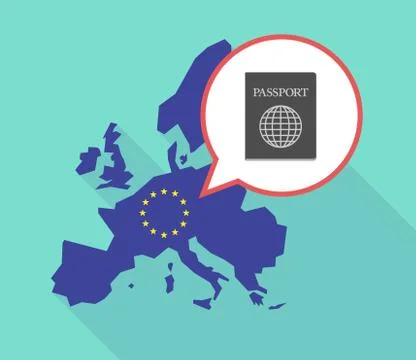Map of the EU map with  a passport Ilustración de archivo