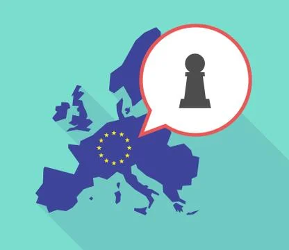 Map of the EU map with a  pawn chess figure Ilustración de archivo