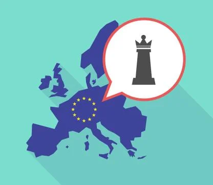 Map of the EU map with a  queen   chess figure Stock-Illustration