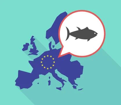 Map of the EU map with  a tuna fish Ilustración de archivo