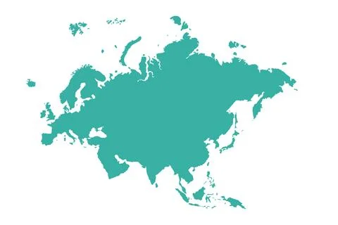 Map of Eurasia, sign silhouette. World Map Globe. Vector Illustration isolated Stock Illustration