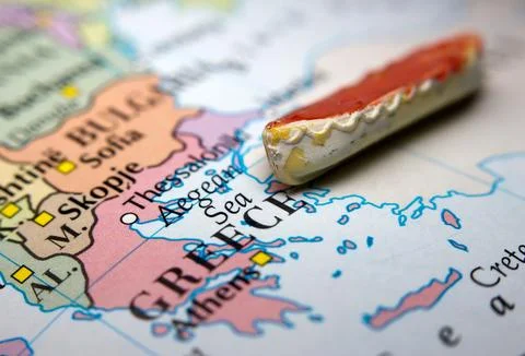 A map of Europe and a boat representing the immigration Stock Photos