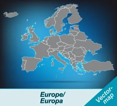 Map of europe with borders in bright gray Stock Illustration