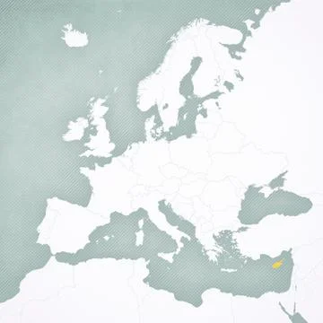 Map of Europe - Cyprus Stock Illustration