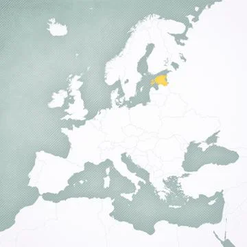 Map of Europe - Estonia Illustrazione stock