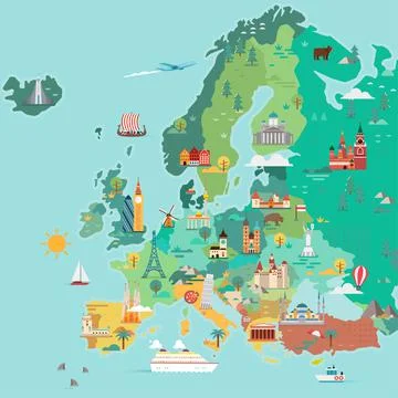 Map of Europe. Stock Illustration