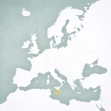 Map of Europe - Malta Stock Illustration