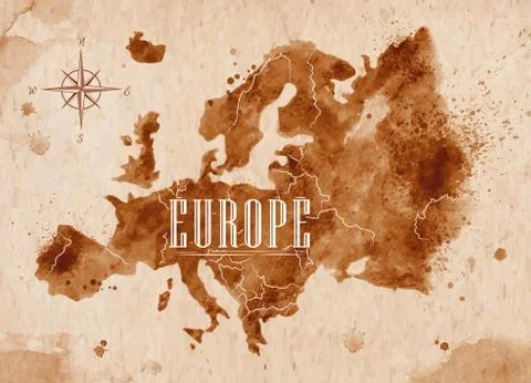 Map Europe retro Stock Illustration