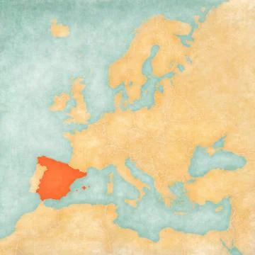 Map of Europe - Spain Stock Illustration