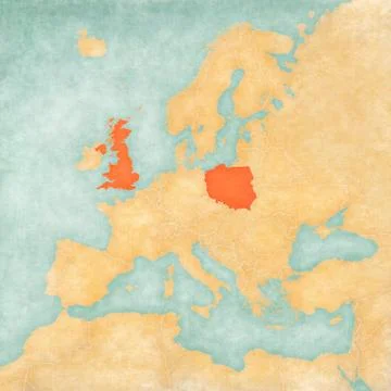 Map of Europe - UK and Poland Stock Illustration