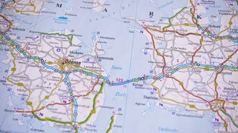 Map of European Highways Between the Islands of Denmark. Видео 150272176