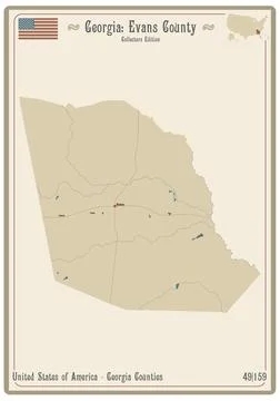Map of Evans County in Georgia Stock Illustration
