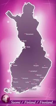 Map of finland with abstract background in violet Stock Illustration