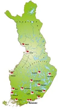 Map of finland as an infographic in green Stock Illustration