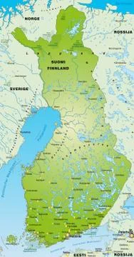 Map of finland as an overview map in green Stock Illustration