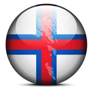 Map on flag button of Faroe Islands Stock Illustration