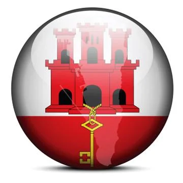 Map on flag button of Gibraltar Stock Illustration