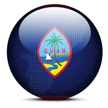 Map on flag button of Guam 스톡 일러스트