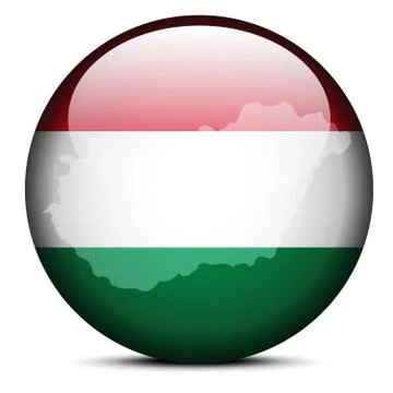 Map on flag button of Hungary 스톡 일러스트