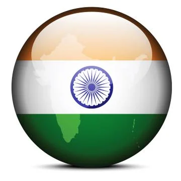 Map on flag button of India Stock Illustration
