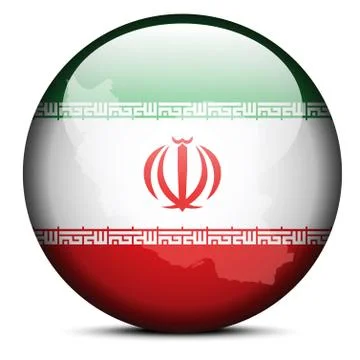 Map on flag button of Iran Stock Illustration