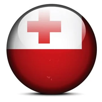 Map on flag button of Kingdom Tonga Stock Illustration