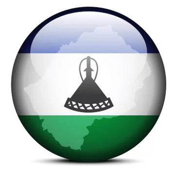 Map on flag button of Lesotho 스톡 일러스트