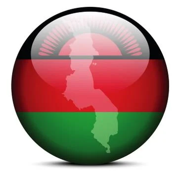 Map on flag button  of Malawi 스톡 일러스트