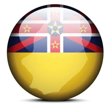 Map on flag button of Niue 스톡 일러스트