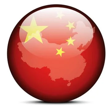 Map on flag button of People's Republic of China Stock Illustration