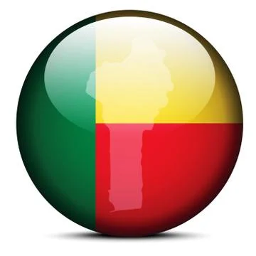 Map on flag button of Republic of Benin Stock Illustration