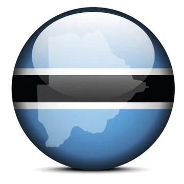 Map on flag button of Republic of Botswana Stock Illustration